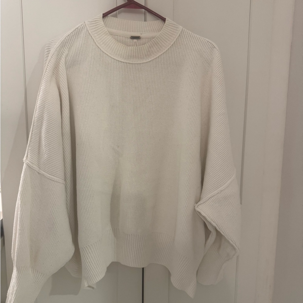 Free People Easy Street Oversized Cream Crewneck Sweater